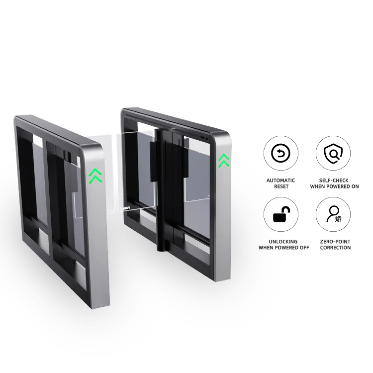 FUJICA FJC-Z2318 swing gate black frame glass wing pedestrian turnstile product image