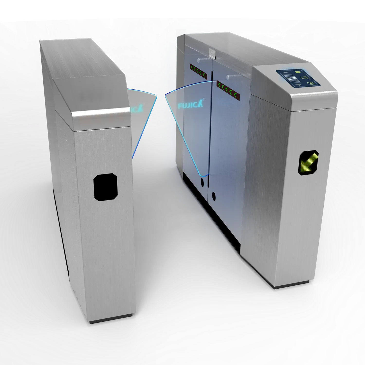 FUJICA flap gate pedestrian turnstile stainless steel with face recognition access control product image