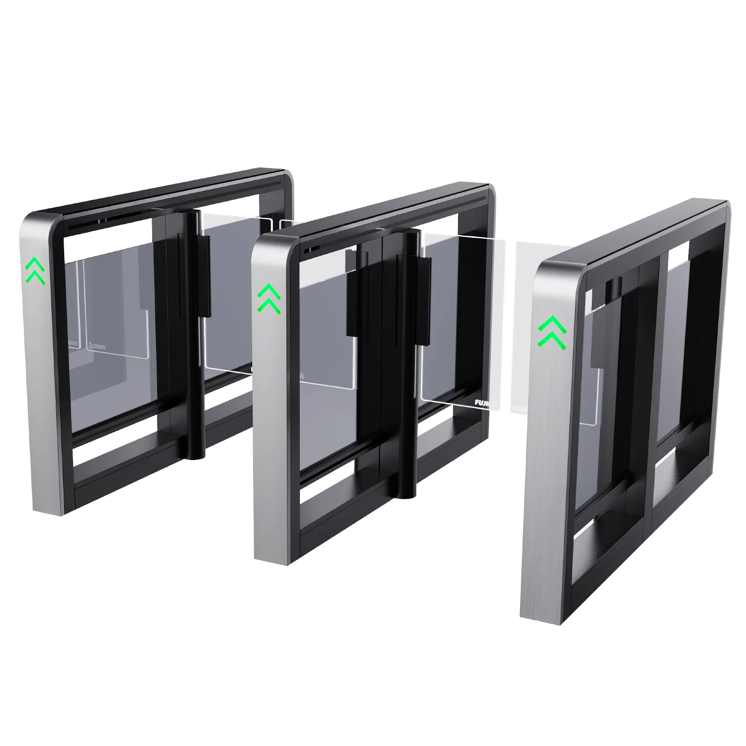 FUJICA FJC-Z2318 swing gate black frame glass wing pedestrian turnstile product image