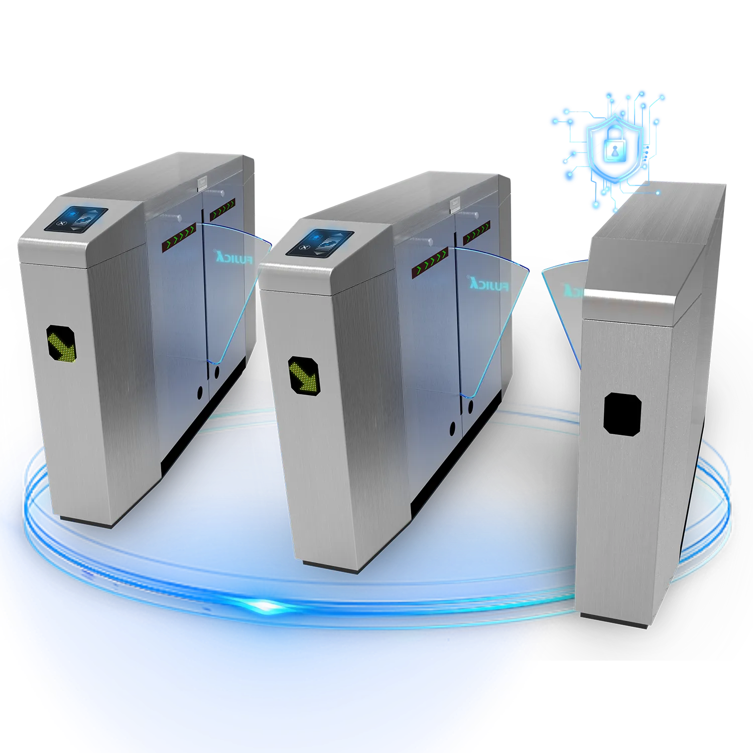 imgi_5_32bdf9d2-527b-47a9-9c49-85f4a483729e FUJICA flap gate pedestrian turnstile stainless steel with face recognition access control product image