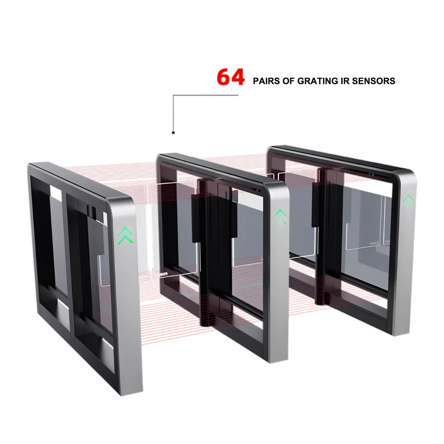 FUJICA FJC-Z2318 swing gate black frame glass wing pedestrian turnstile product image
