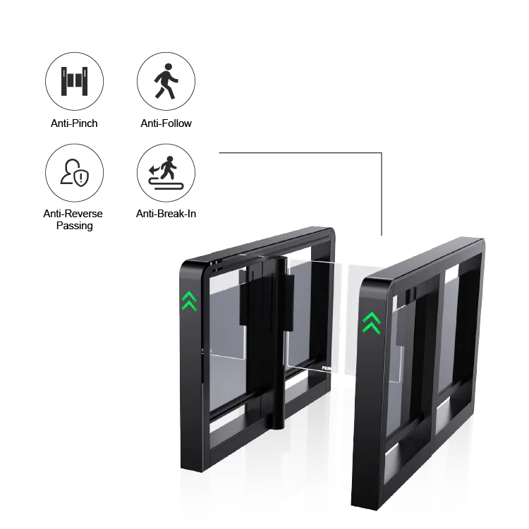 FUJICA FJC-Z2318 swing gate black frame glass wing pedestrian turnstile product image