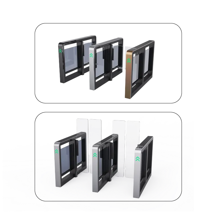 FUJICA FJC-Z2318 swing gate black frame glass wing pedestrian turnstile product image